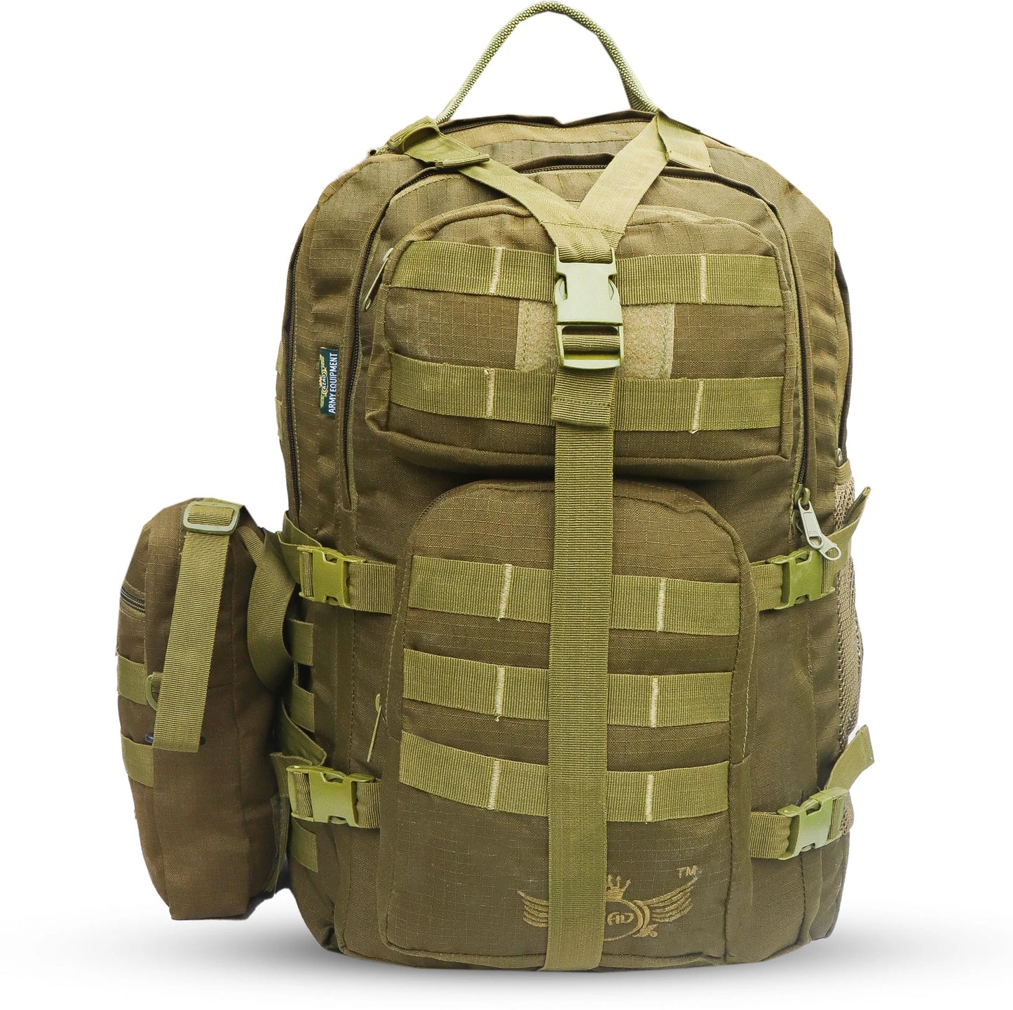 AZAD GEARS ARMY WAAR 70 LTR BACKPACK WITH EXTRA SPACE WITH 3 COMPARTMENT AND 5 POCKETS AND DETACHABLE SLING BAG FOR TREKKING AND TRAVELLING | MEN & WOMEN | ARMY BLACK| FREE SIZE