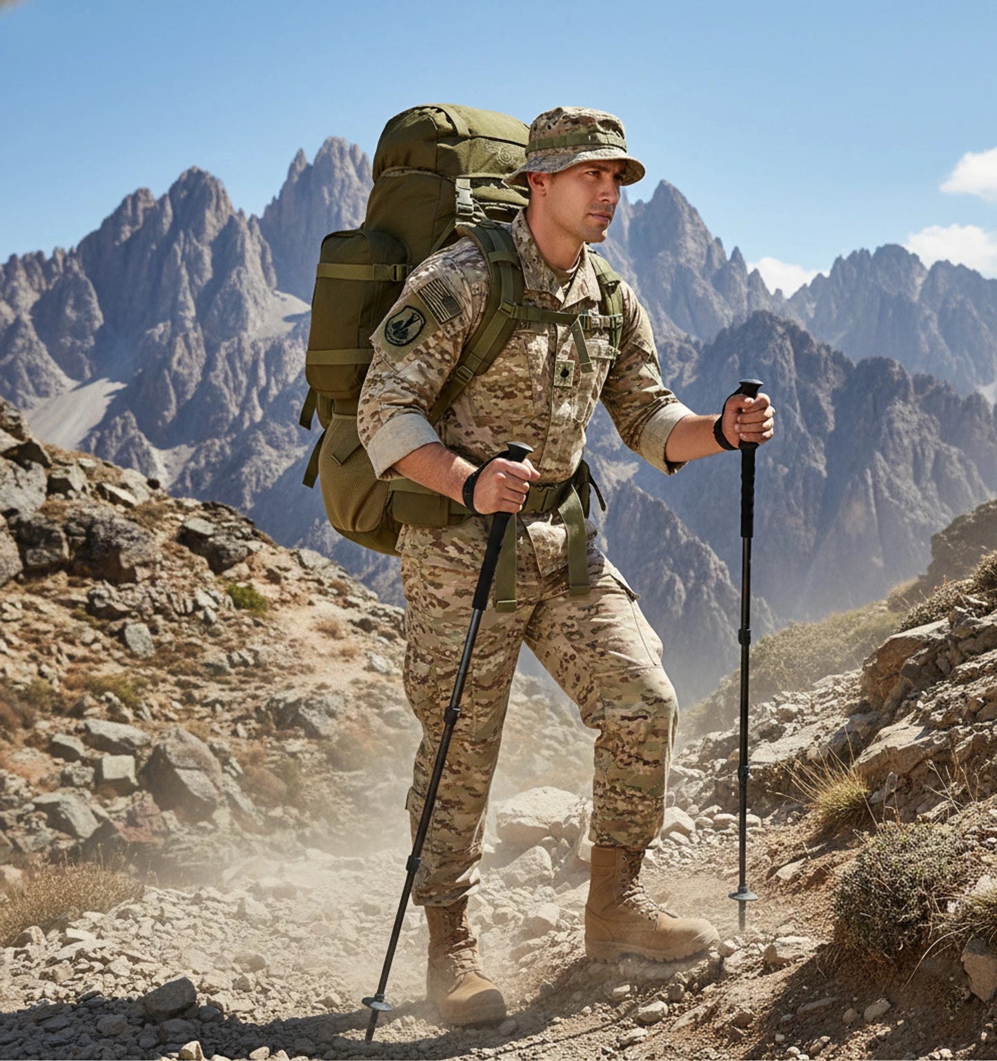 AZAD GEARS ARMY METAL FRAME YODDAH RUCKSACK 155 LTR BAG WITH DETACHABLE BACKPACK AND MULTIPLE POCKETS AND PROTECTED BASE FOR TREKKING AND TRAVELLING | MEN & WOMEN | ARMY LITE GREEN | LARGE CAPACITY