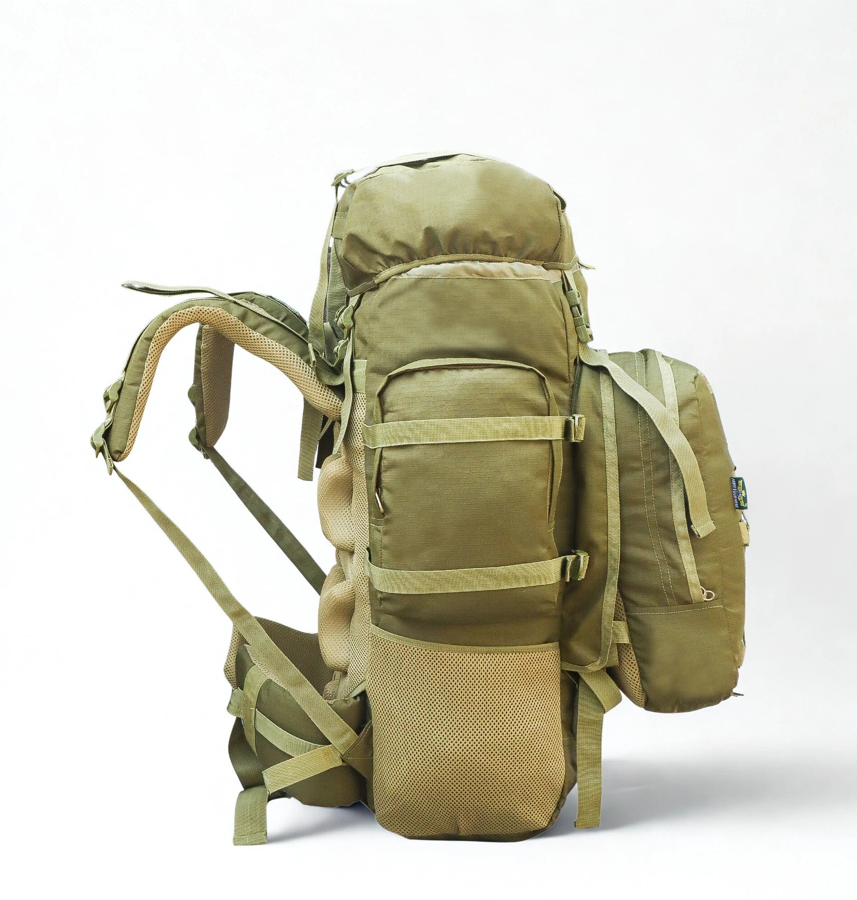 AZAD GEARS ARMY METAL FRAME YODDAH RUCKSACK 155 LTR BAG WITH DETACHABLE BACKPACK AND MULTIPLE POCKETS AND PROTECTED BASE FOR TREKKING AND TRAVELLING | MEN & WOMEN | ARMY LITE GREEN | LARGE CAPACITY