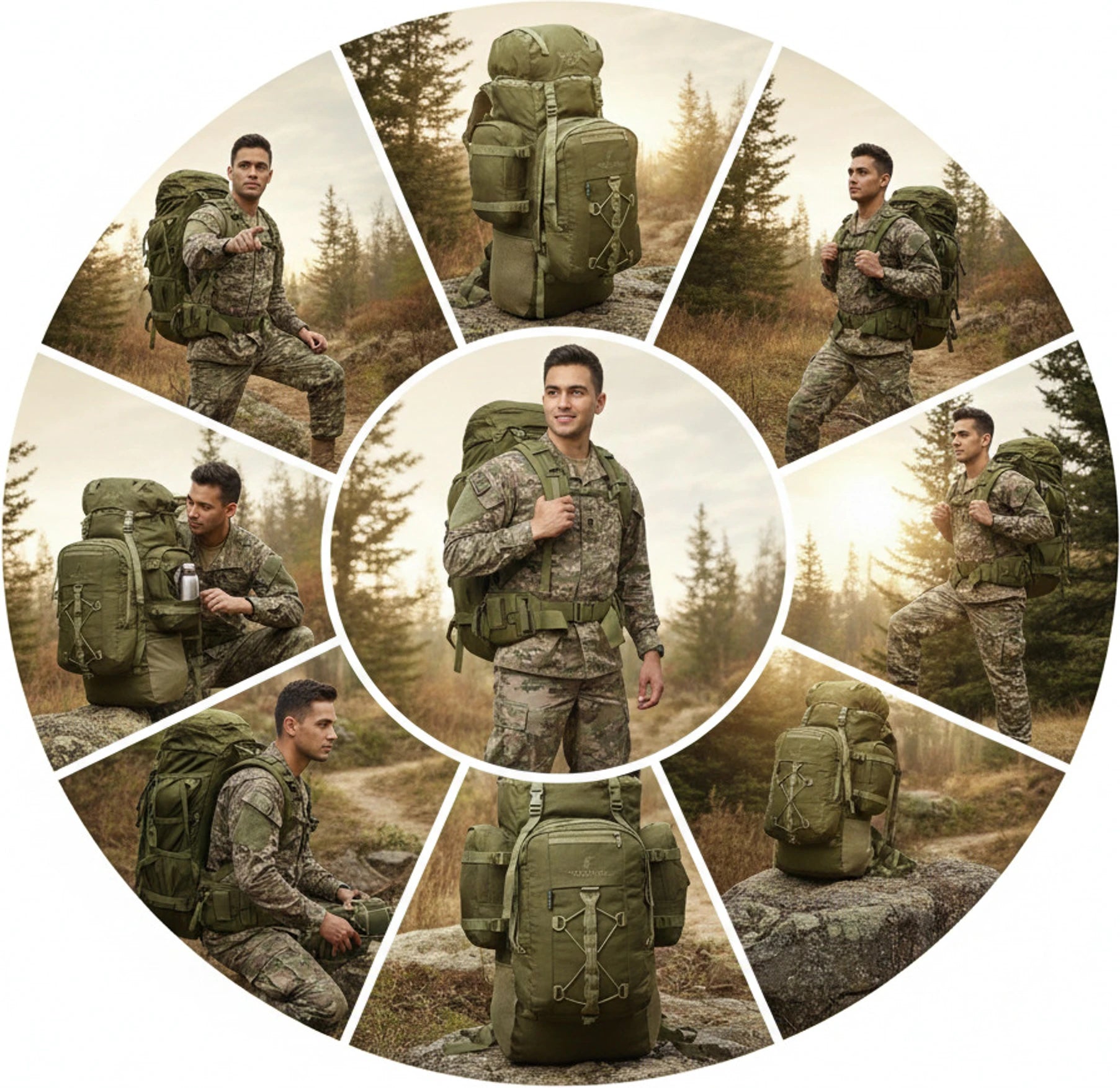AZAD GEARS ARMY METAL FRAME YODDAH RUCKSACK 155 LTR BAG WITH DETACHABLE BACKPACK AND MULTIPLE POCKETS AND PROTECTED BASE FOR TREKKING AND TRAVELLING | MEN & WOMEN | ARMY LITE GREEN | LARGE CAPACITY