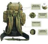AZAD GEARS ARMY METAL FRAME YODDAH RUCKSACK 155 LTR BAG WITH DETACHABLE BACKPACK AND MULTIPLE POCKETS AND  PROTECTED BASE FOR TREKKING AND TRAVELLING | MEN & WOMEN | ARMY GREEN | LARGE CAPACITY
