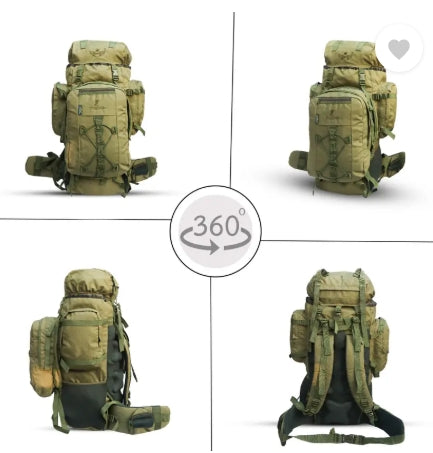 AZAD GEARS ARMY METAL FRAME YODDAH RUCKSACK 155 LTR BAG WITH DETACHABLE BACKPACK AND MULTIPLE POCKETS AND  PROTECTED BASE FOR TREKKING AND TRAVELLING | MEN & WOMEN | ARMY GREEN | LARGE CAPACITY