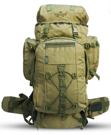 AZAD GEARS ARMY METAL FRAME YODDAH RUCKSACK 155 LTR BAG WITH DETACHABLE BACKPACK AND MULTIPLE POCKETS AND PROTECTED BASE FOR TREKKING AND TRAVELLING | MEN & WOMEN | ARMY LITE GREEN | LARGE CAPACITY